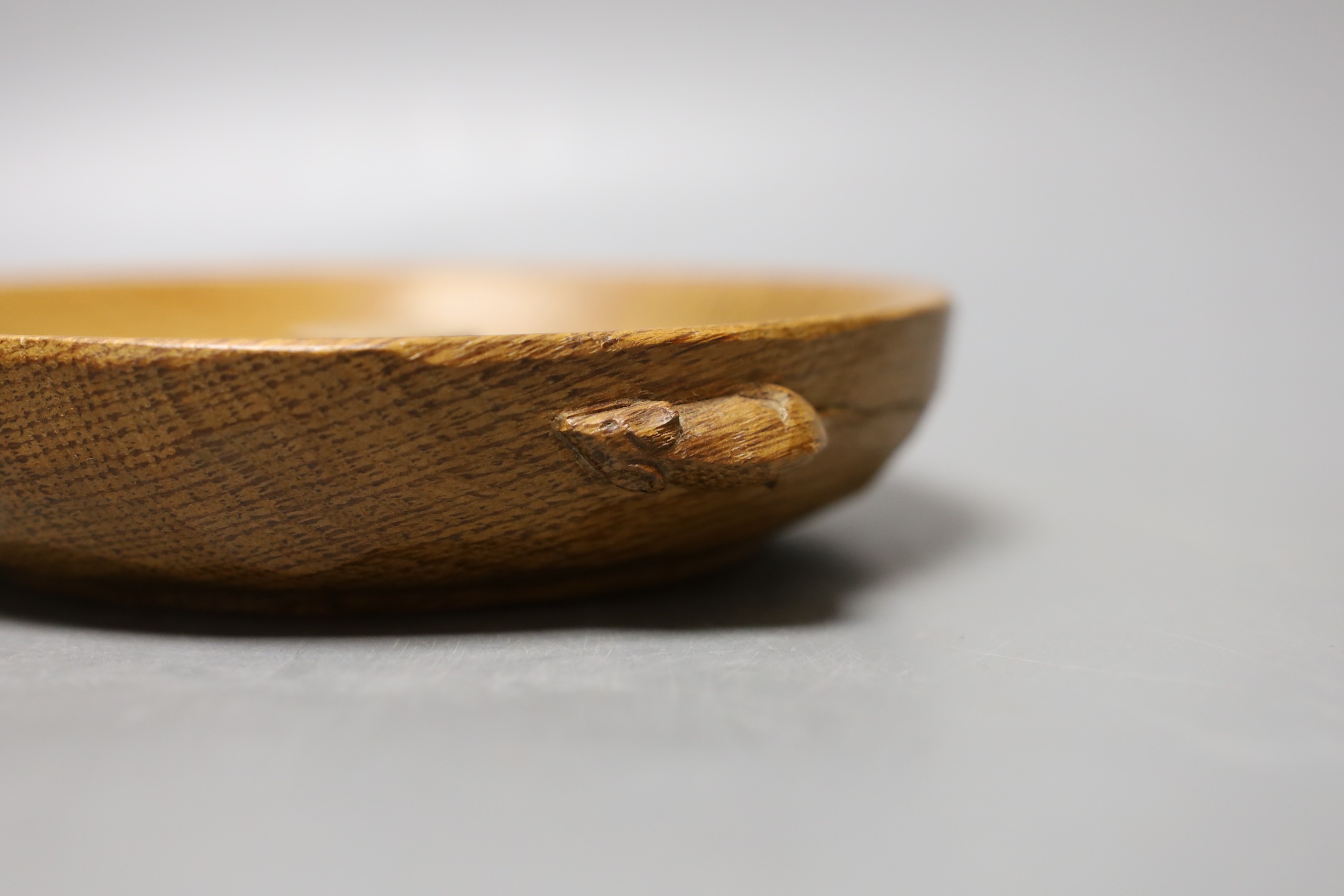 A Mouseman napkin ring and trinket dish - 18cm diameter